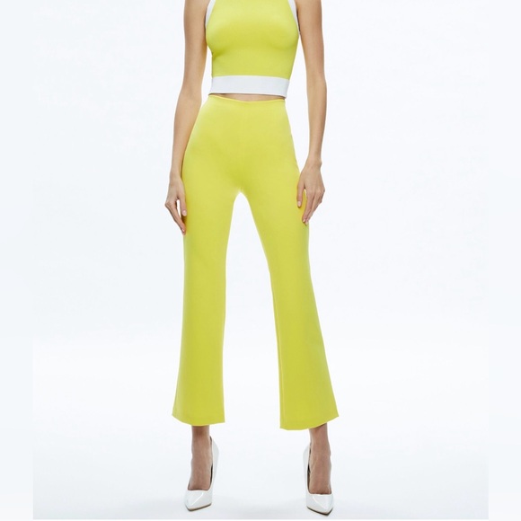 Alice + Olivia Pants - Alice + Olivia RMP Back Zip Ankle Pants, Happy Yellow